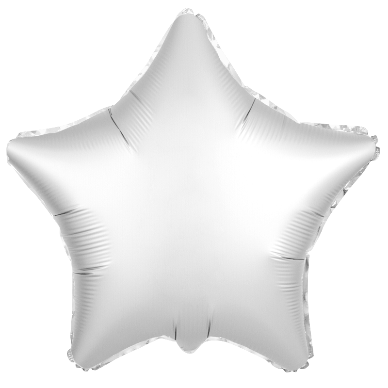 Фольгированная Звезда, Белый жемчужный, Сатин (46 см)